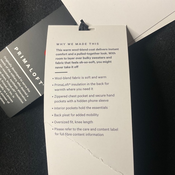 LULULEMON NWT WOOL LONG COAT BLACK SZ 14 - Picture 10 of 10